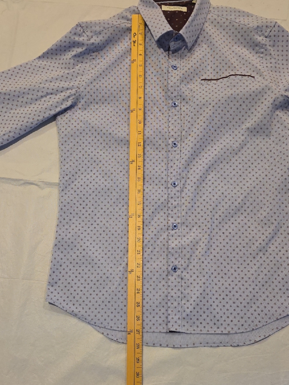7 Diamonds Lavender Stretch Button-Down with Wine Contrasting Trim Flip Cuffs M - Picture 6 of 9
